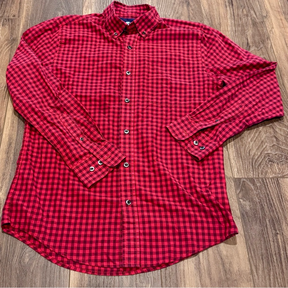 Saddlebred Red Plaid Men's Casual Button Shirt